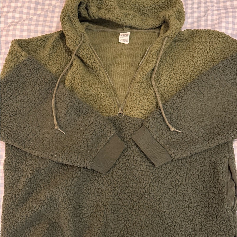 PINK Victoria's Secret Forest Green Zip-Up Sweater